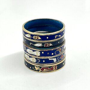 Vintage Blue and Gold Enamel Rings